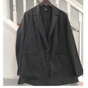 Torrid Womens Black Two Button Notch Lapel Office Professional Blazer Jacket 1